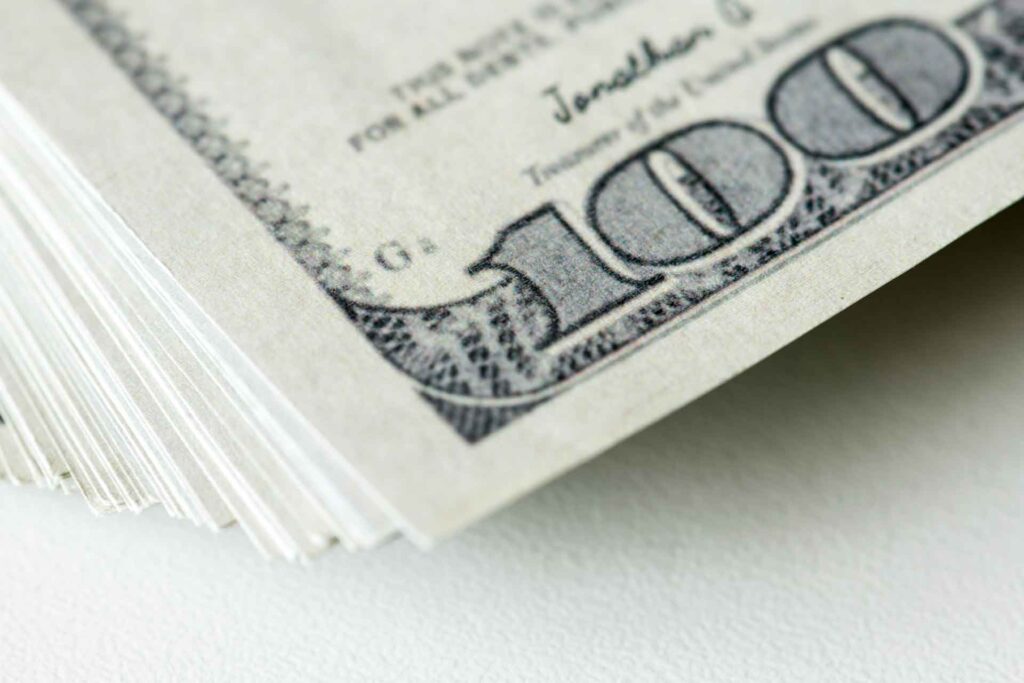 Stack of money 100 dollar bills
