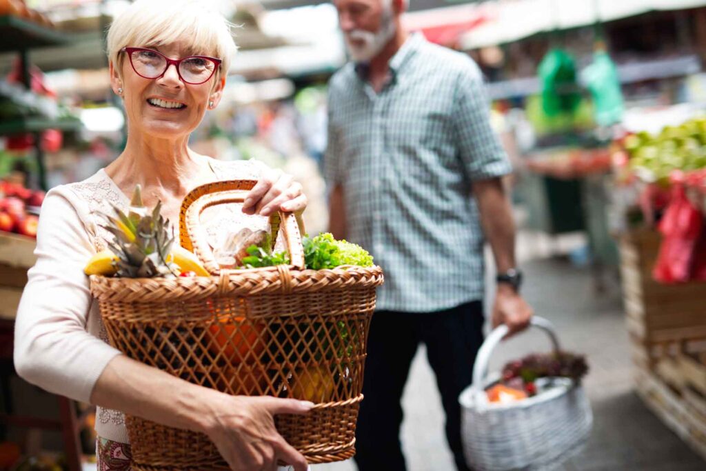 elderly couple shopping