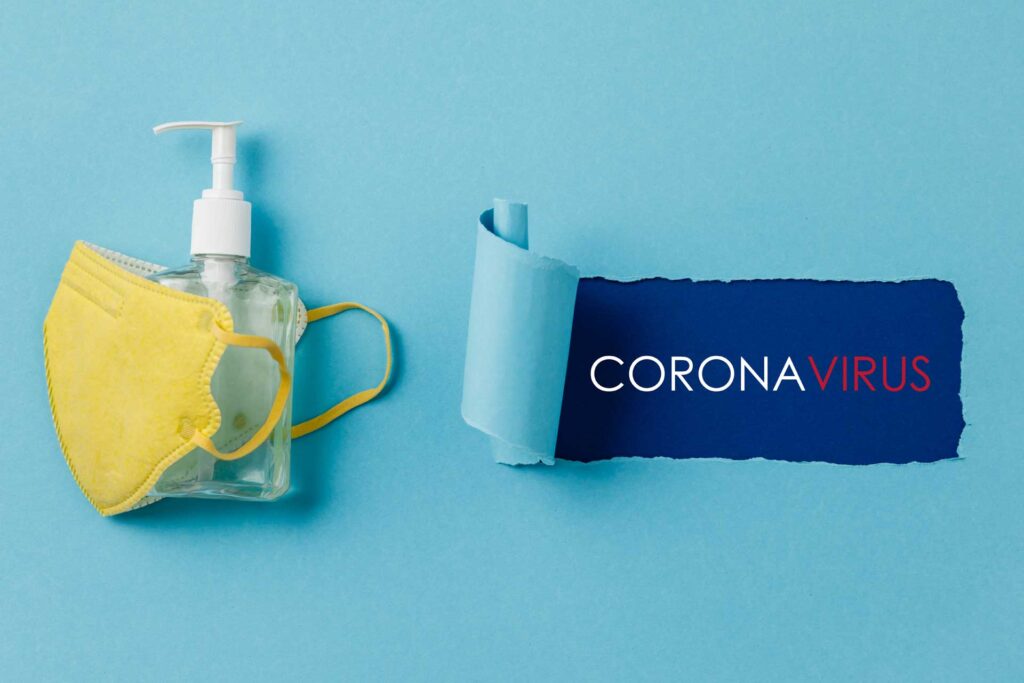 CoronaVirus prevention with mark and hand sanitizing